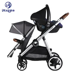 European Twin Bike Stroller 3 in 1 Double Stroller Infant And Toddler