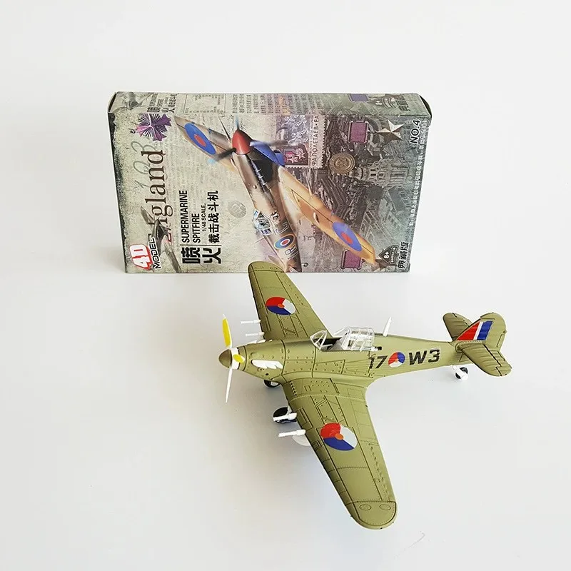 1/48 Scale Fighter Hurricane 4D Assemble Aircraft Plastic DIY Model Airplanes Building Kits Military Fun Gift Propeller Movable