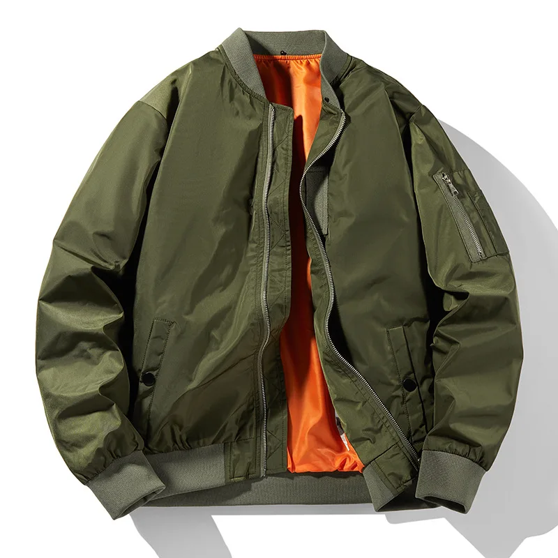 

Men's Autumn Hip Hop Solid Color Jacket Military Motorcycle Ma-1 Aviator Pilot Cotton Parka Male Baseball Bomber Jackets L-4XL