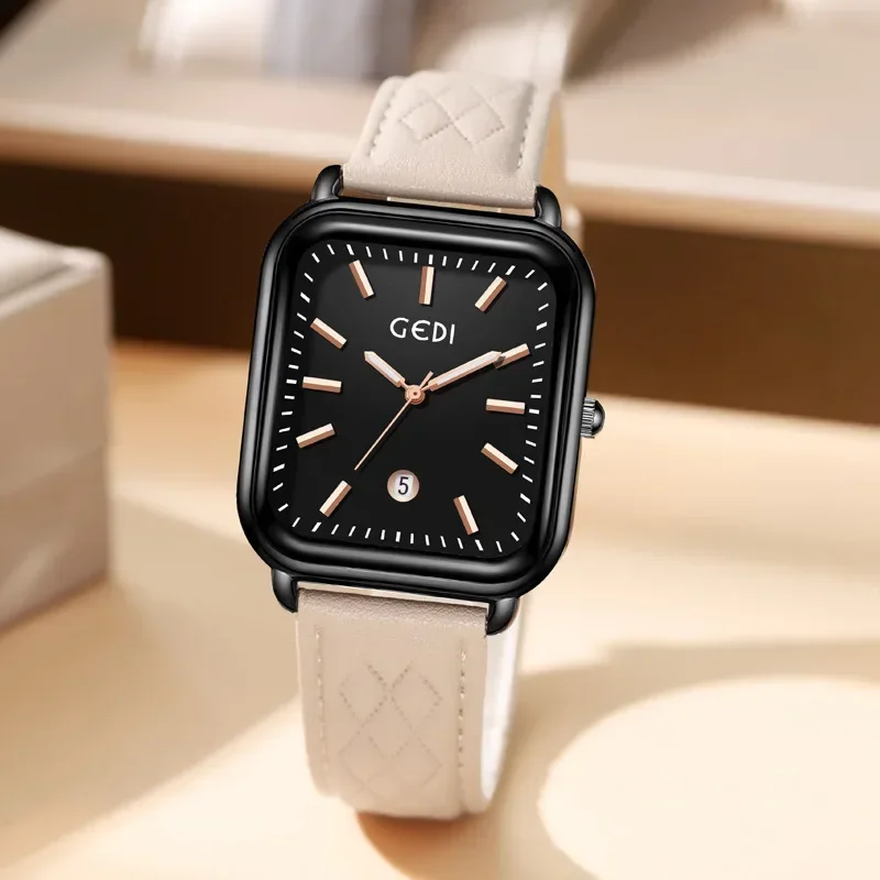 Women Watch Square Vintage Black Korean Leisure Versatile Ladies Leather Waterproof Quartz Watch Holiday Gifts Montres Femmes