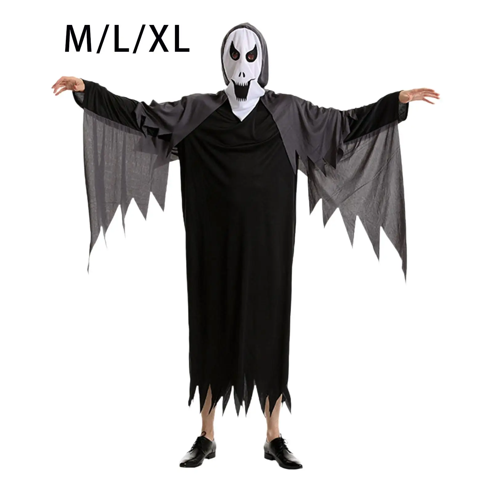 Halloween Grim Ghost Costume Specter Costume Evil Outfit Suit Dress up Death Costume for Ghost Festival Performance Carnival