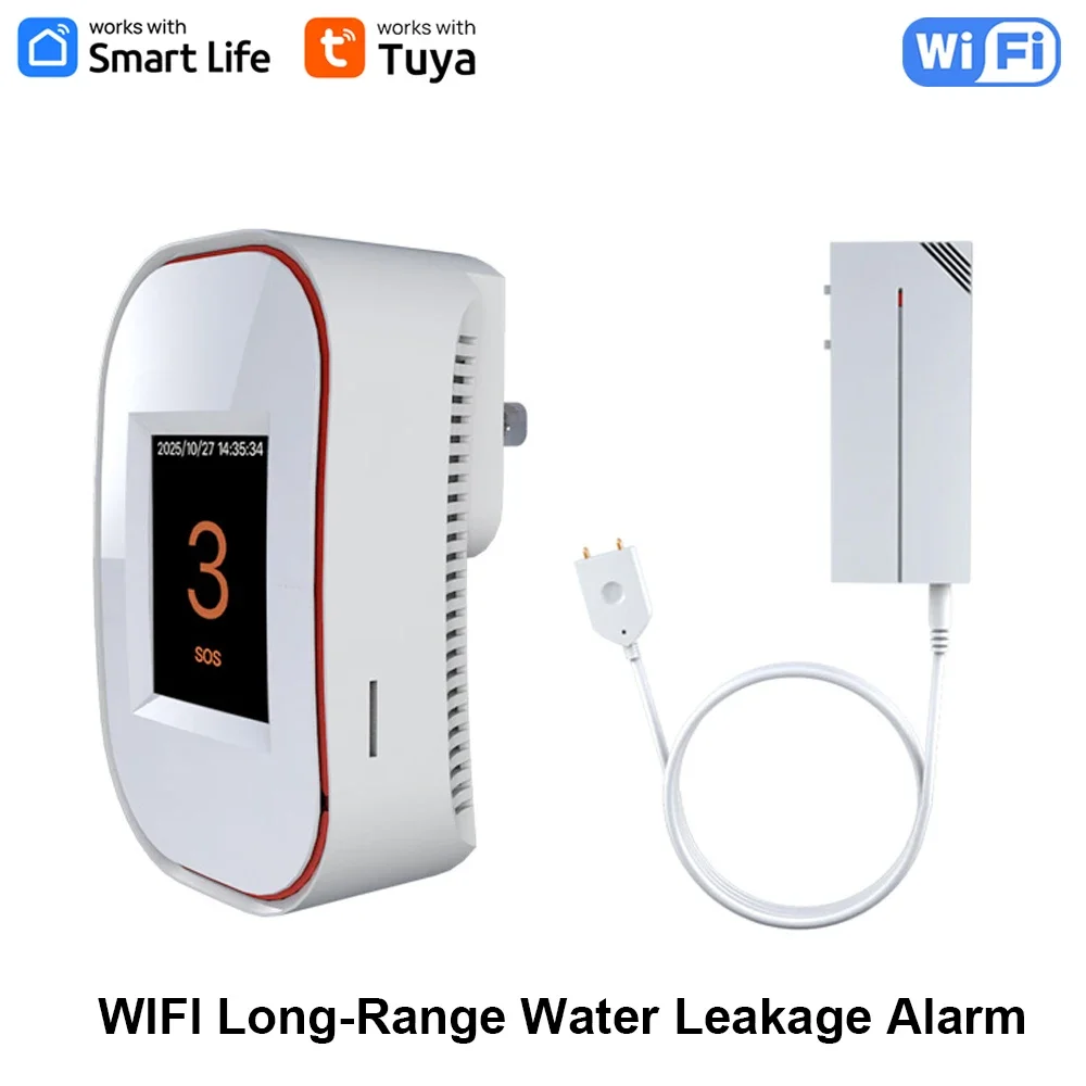 

Датчик протечки воды Haozee Tuya WiFi, умный детектор протечек и затоплений, дальность действия 500 м, система звуковой сигнализации для наружного применения