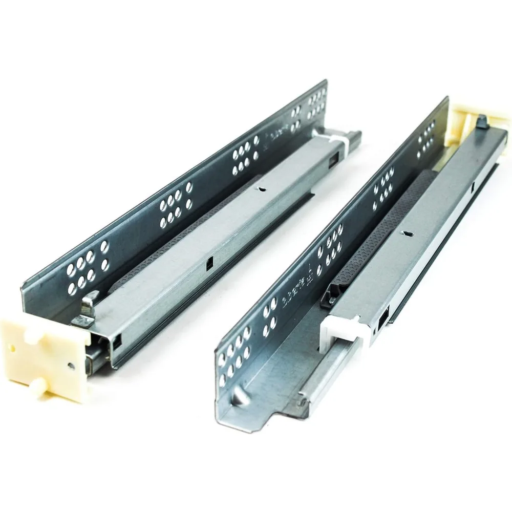 Guide per cassetti da 15 pollici con chiusura morbida con capacità di carico di 100 libbre, sotto il supporto, dispositivi di bloccaggio, staffe posteriori in plastica per S migliorati