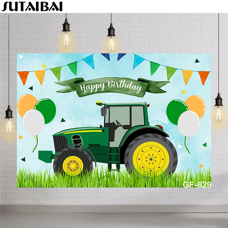 

Baby Birthday Tractor Balloon Farm Kid Photocall Photography Backdrop Photo Studio Party Decor Photographic Background Photos