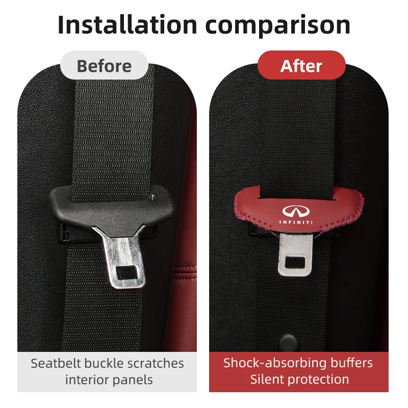 2/5pcs Car Seat Belt Buckle Anti-scratch Protector Cover For Infiniti Q50 FX35 Q30 G37 Q70 QX70 G35 Q60 QX50 QX60 QX80 QX30 JX35