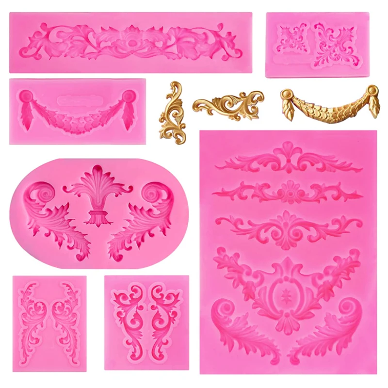 Baroque Silicone Molds Retro Embossing Font Mould European Style Cake Decoration Tool Multi Functional Epoxy Resin Mold