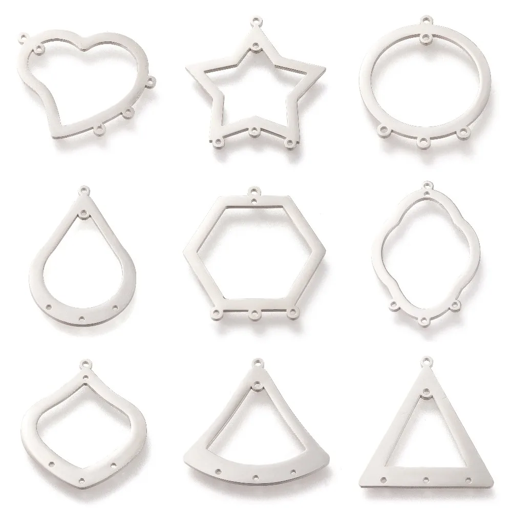 20Pcs Stainless Steel Geometric Teardrop Heart Star Hooks Pendants Dangle Links Charms for Earrings Necklace Jewelry Making