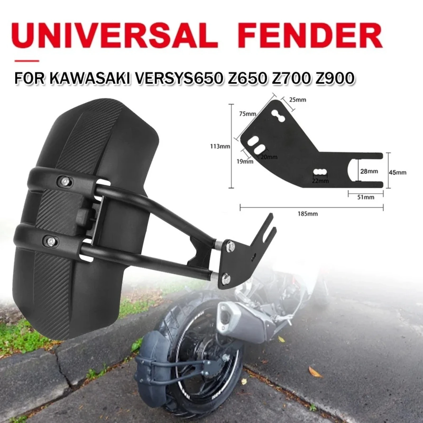 

Motorcycle Rear Fender Mudguard For KAWASAKI VERSYS650 Z900 Z650 VERSYS-X300 Z800 ER6N Back Wheel Cover Splash Guard Protector