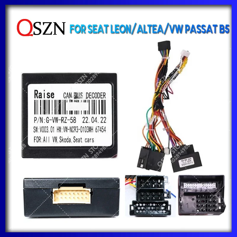 

QSZN For SEAT LEON / ALTEA / VW Passat B5 Android Car Radio Canbus Box Decoder Wiring Harness Adapter Power Cable G-VW-RZ-58