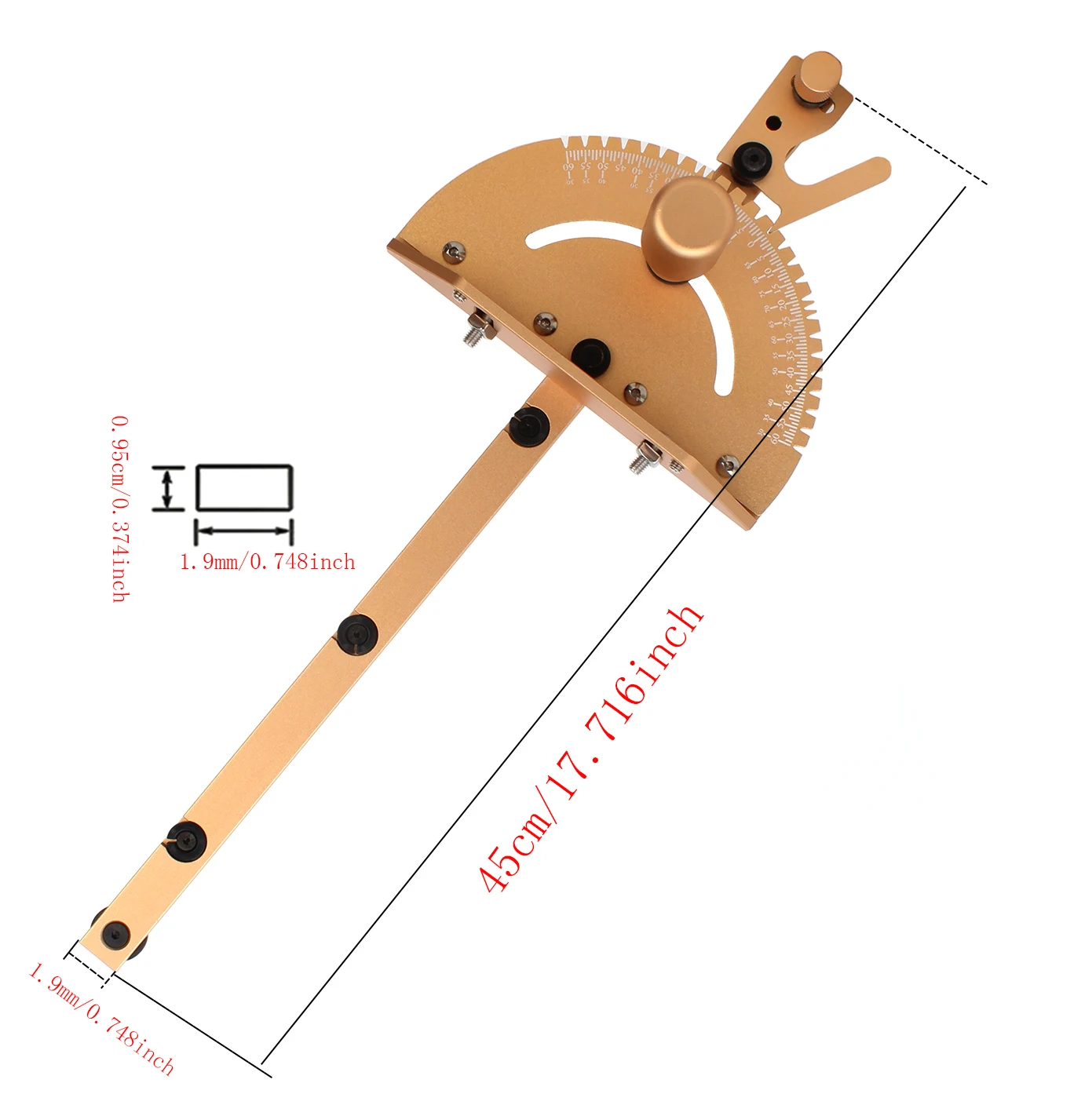 Universal Table Saw Miter Gauge Assembly / Aluminum Alloy Precision Miter Gauge With Angle Stops For Woodworking Tools