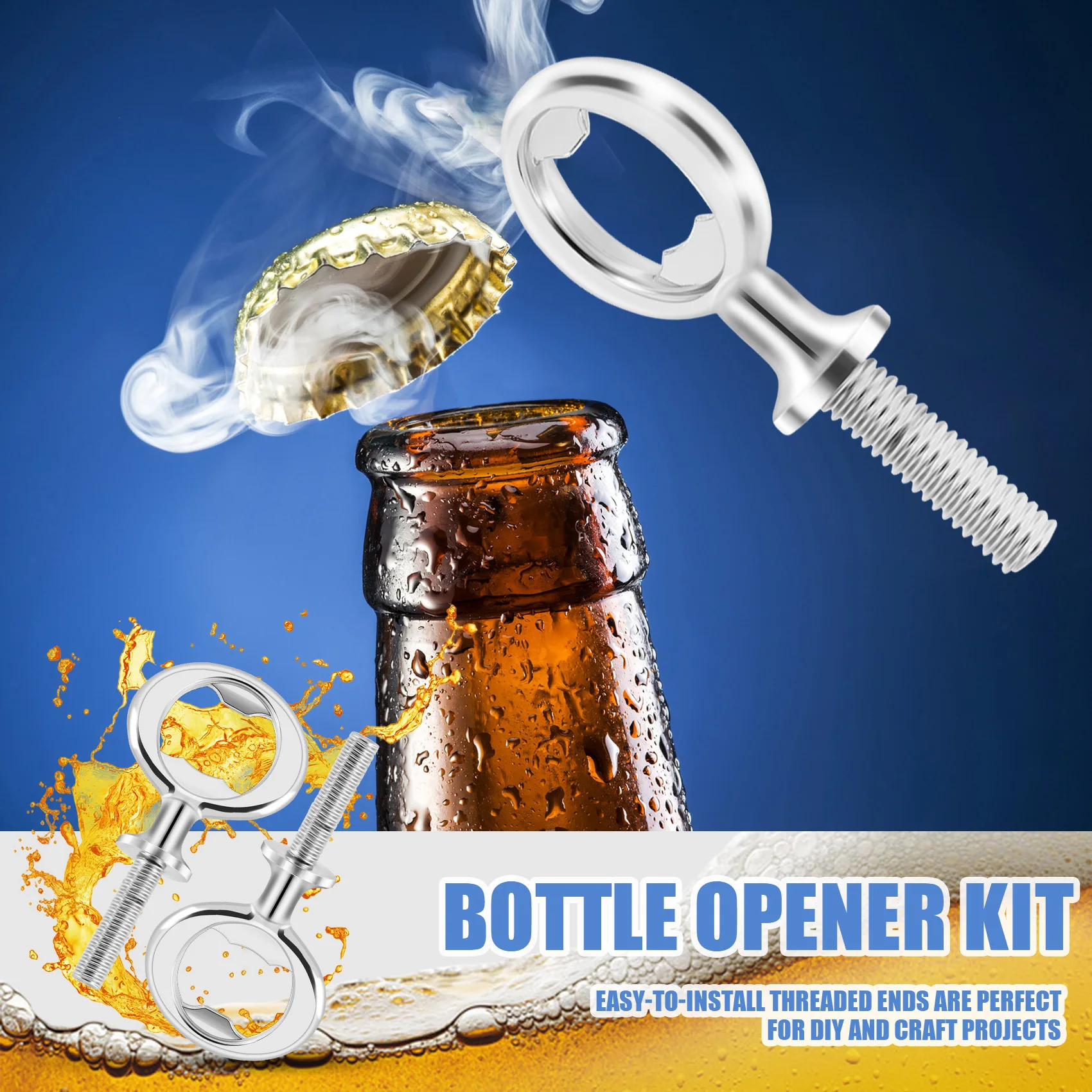 A97t8 peças kit abridor de garrafa de metal abridor de garrafa diy artesanato abridor de garrafa de cerveja em branco