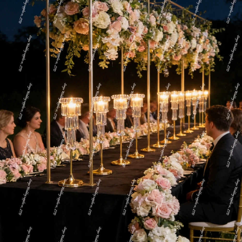 5/10pcs 80-120cm acrylic Beads Battery Wireless  sliver/Gold Chandelier Crystal Centerpieces for Wedding  Light Stand