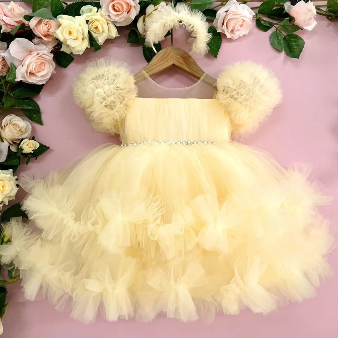 New Customized Color Girls Tulle Dress Birthday Dresses For Girls 9M-8 Years Cute Party Gown Tutu Flower Girl Dress Big Bow