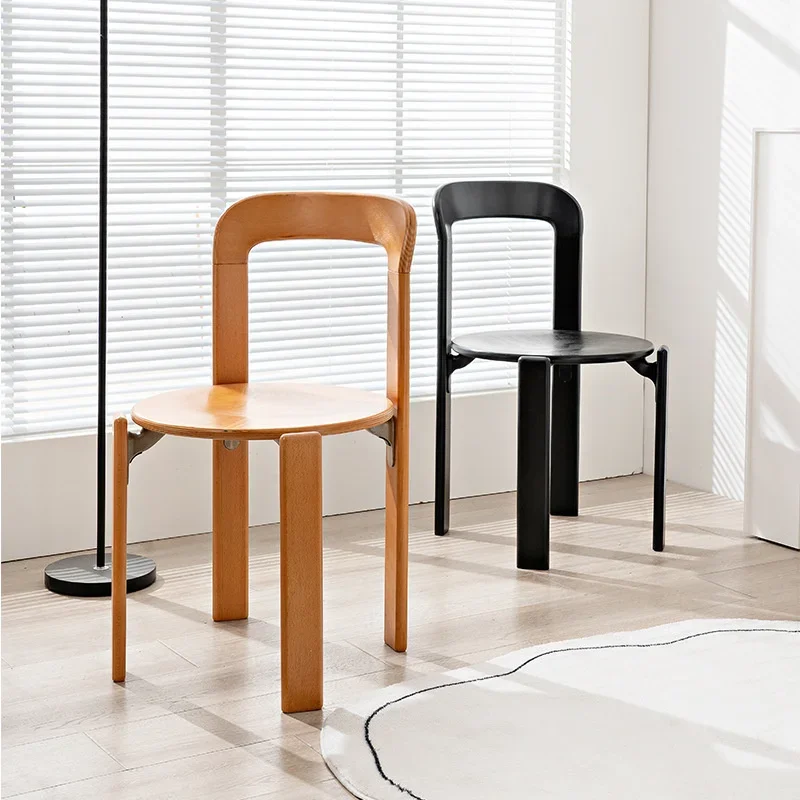 Nordic Light Luxury Solid Wood Dining Chair Modern Family Kitchen Stools Small Family Can Be Stacked Chairs Dining Room