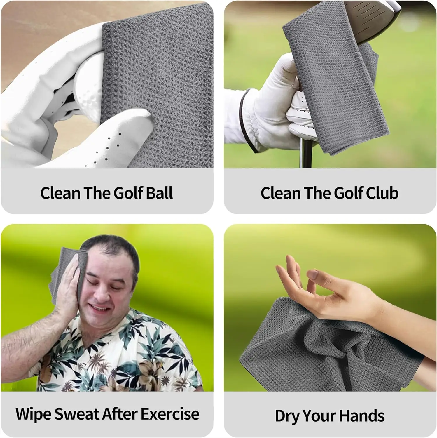 1 قطعة مناشف الجولف، 30 سم * 30 سم، 11.81 بوصة * 11.81 بوصة، منشفة جولف بنمط الوافل من الألياف الدقيقة - تحتوي على مناشف الجولف #3