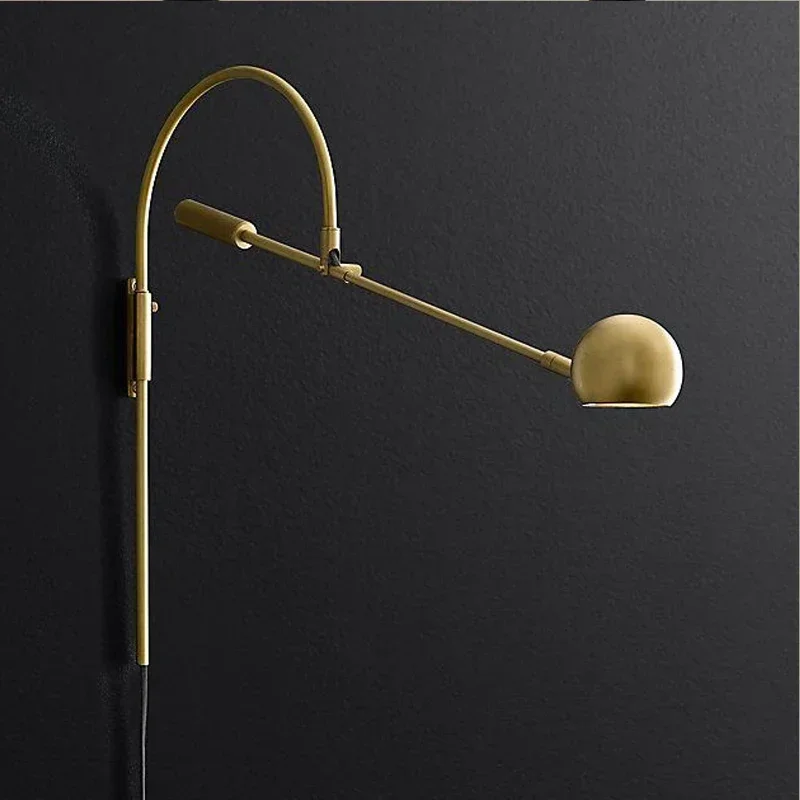 

Gold/Black Long Arm Lamp Retro Wall Lamp Rotatable G9 Bedside Lamp Living Room Wall Sconce Bedside Plug in Wall Sconce