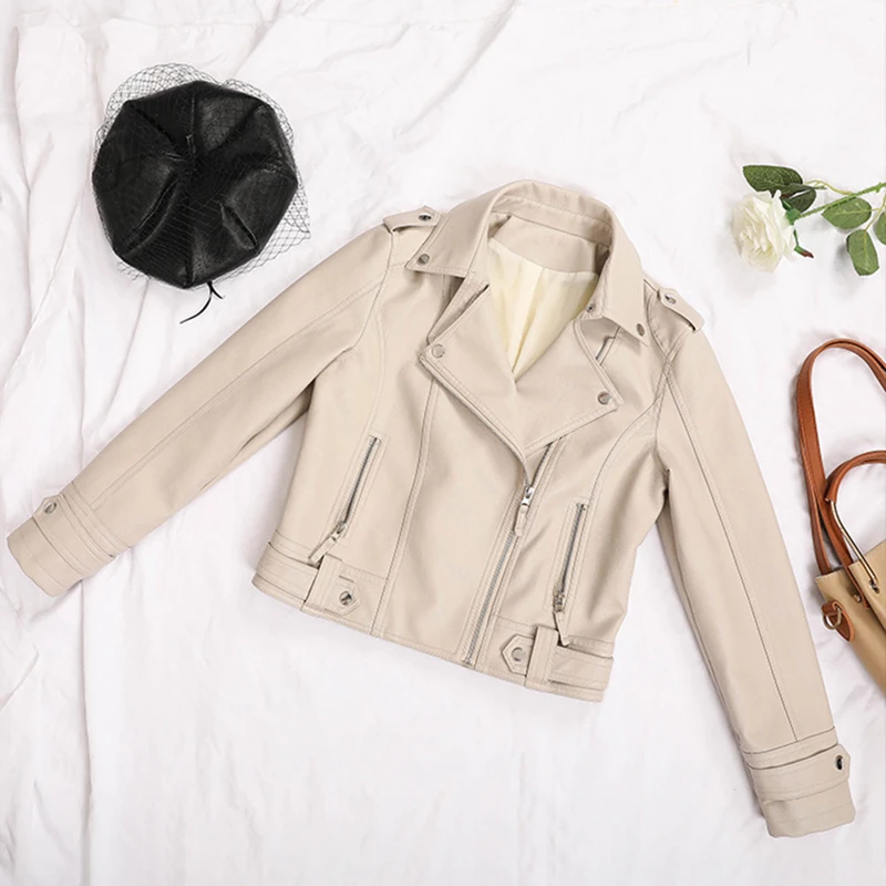 Schwarze Kunstlederjacke Damen Y2K Retro Moto Biker Winddichte Pu-Lederjacken Korean Street Cropped Oberbekleidung Damenkleidung