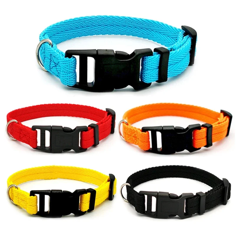 Dog Collar Solid Color Puppy Collars Medium Dogs Quickly Disengaged Pet Dog Training Collar Teddy Bichon Small Dog Collar