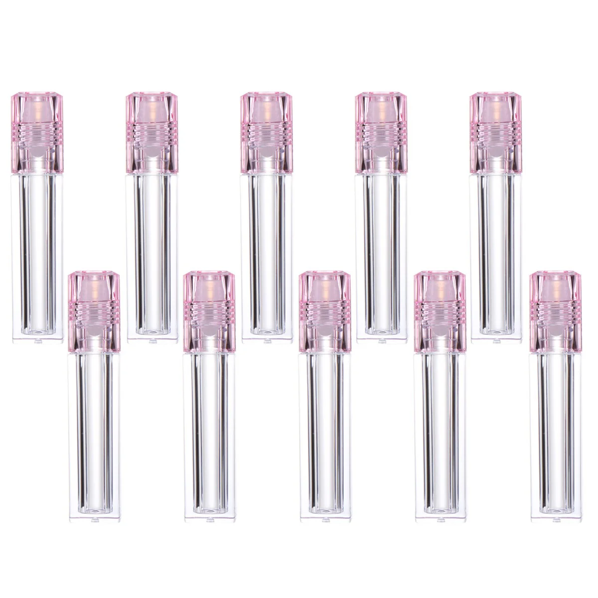 1 Set 10Pcs Hydrating Lip Oil Vials Moisture Lip Refillable Roll-On Bottle Lip Oil Vials with Lid (Pink Cap)