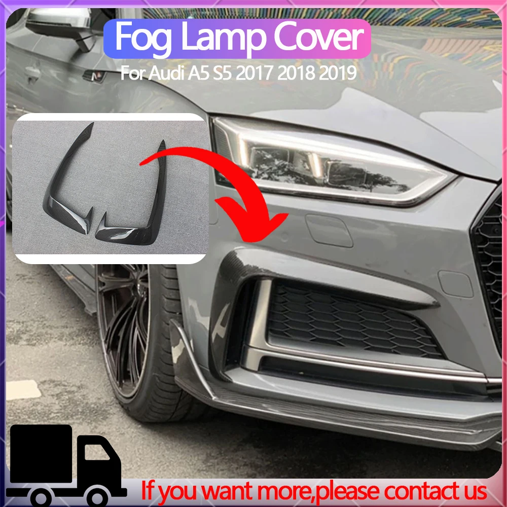 

Carbon Fiber Front Bumper Fog Lamp Eyebrows Cover Trims For Audi A5 S5 2017 2018 2019 Car Styling