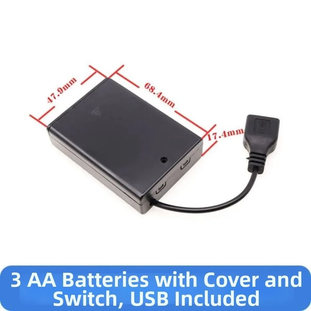 New With Cover AA Battery Holder With Switch With USB Power AA Battery Box AA Battery Case USB Power Port DIY 2/3/4/6/8 Slot