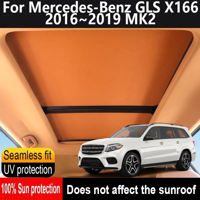

Car Sunroof Insulation Roof Visor For Mercedes-Benz GLS X166 2016~2019 MK2 Anti-UV Electrostatic Adsorption Sky Curtain Sunshade