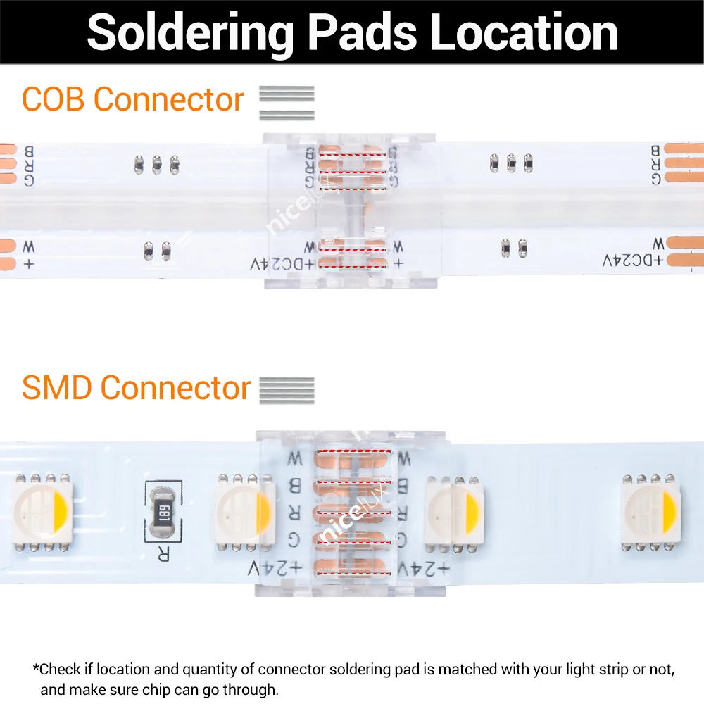 12mm Width 5 Pin LED Strip RGBW Connector L Shape Solderless LED Power Connector 5050 RGBW SMD COB LED Light Angle Connectors