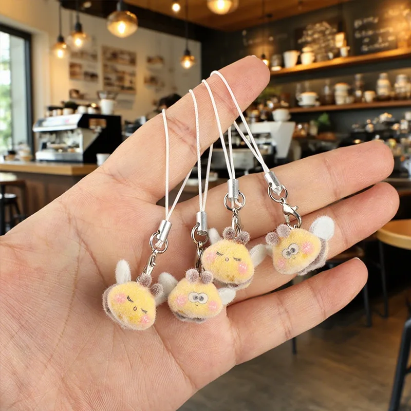 يتدفقون لطيف الكرتون ليتل النحل الهاتف المحمول الأشرطة حقيبة قلادة المدرسية قلادة الزخرفية لطيف الحيوان المفاتيح الهاتف الحبل