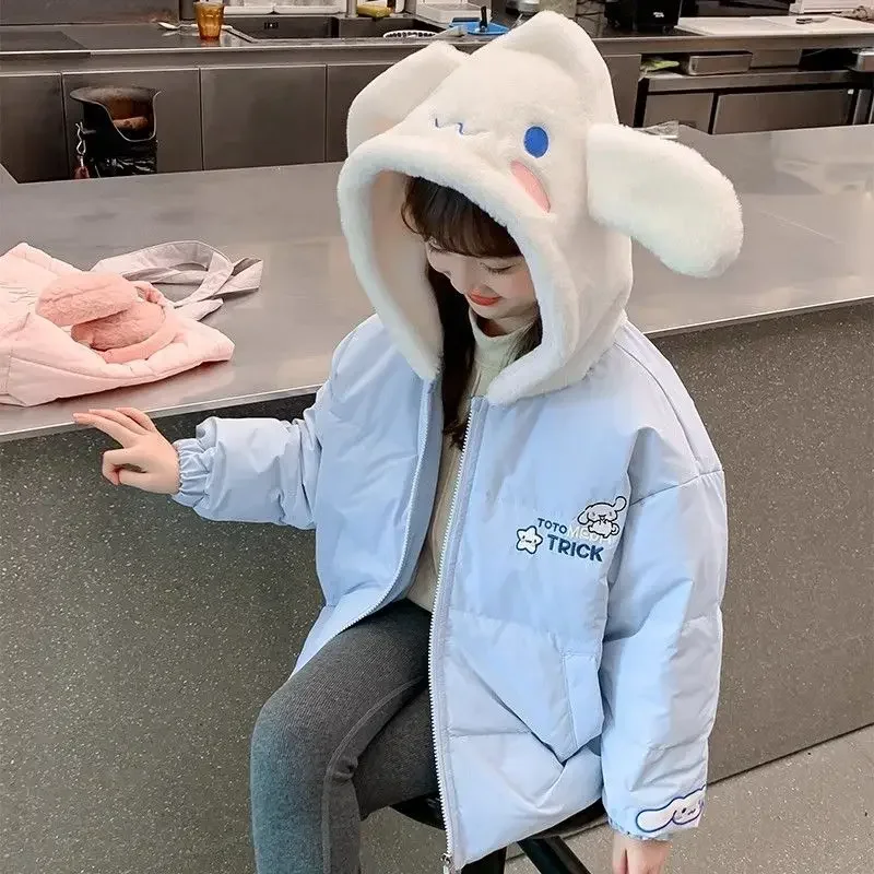 

Sweet Cinnamoroll Anime Kawaii Sanrio Ins Cotton Coat Cute Cartoon Children My Melody Thick Warm Coat Hooded Gifts Toys