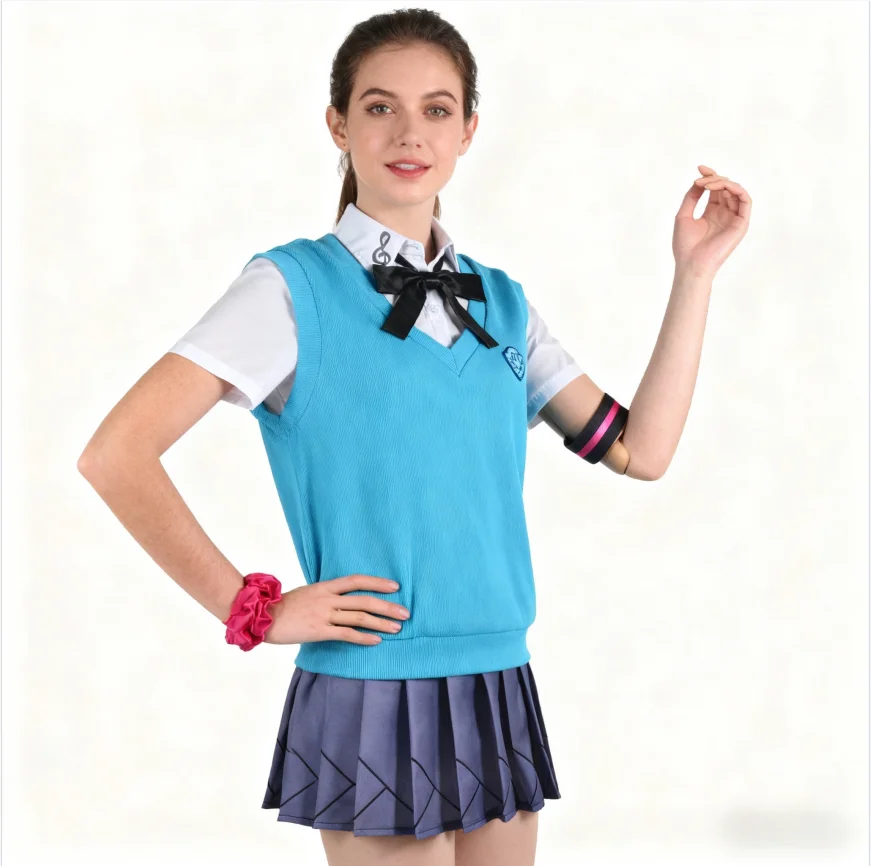 Virtual Idol Cosplay Outfit for Miku Hatsune 16th Anniversary, Anime JK Uniform, Blue, Sweet and Cute Role-playing Costume Set