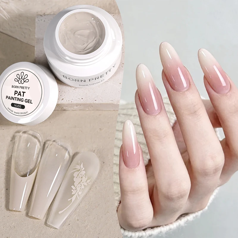 BORN PRETTY 1/2 Stück Nude-Farbton Pat Painting Gel Nagellack 6 in 1 für Farbverlauf-Nagelkunst UV LED Malerei French Nail Salon