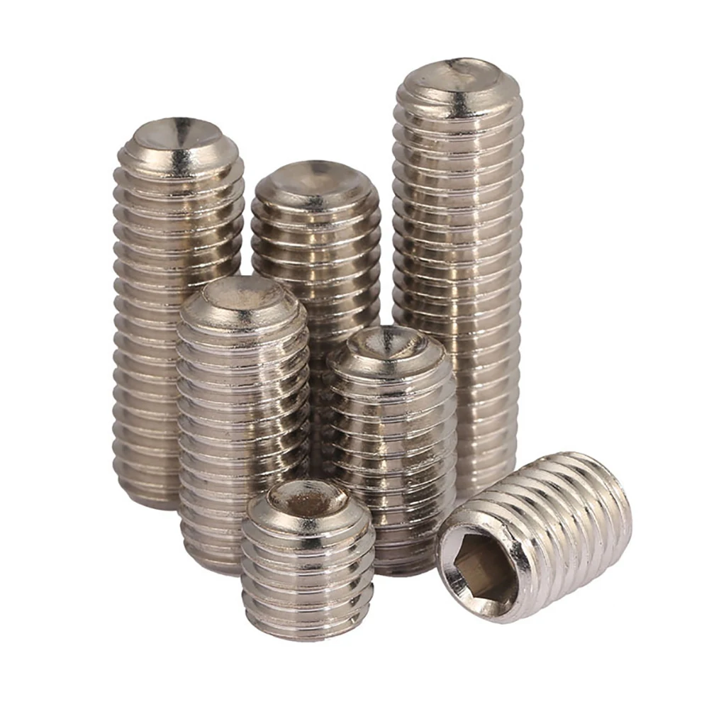 5Pcs 1/4-20 UNC Cup Point Hex Socket Set Screws SUS304 Stainless Steel Headless Grub Screws 3/16