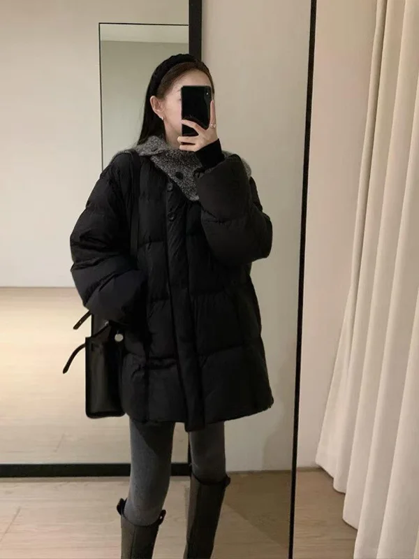 

Зимняя женская модная свободная теплая хлопковая куртка 2025 года в корейском стиле, универсальная, утолщенная, с длинными рукавами