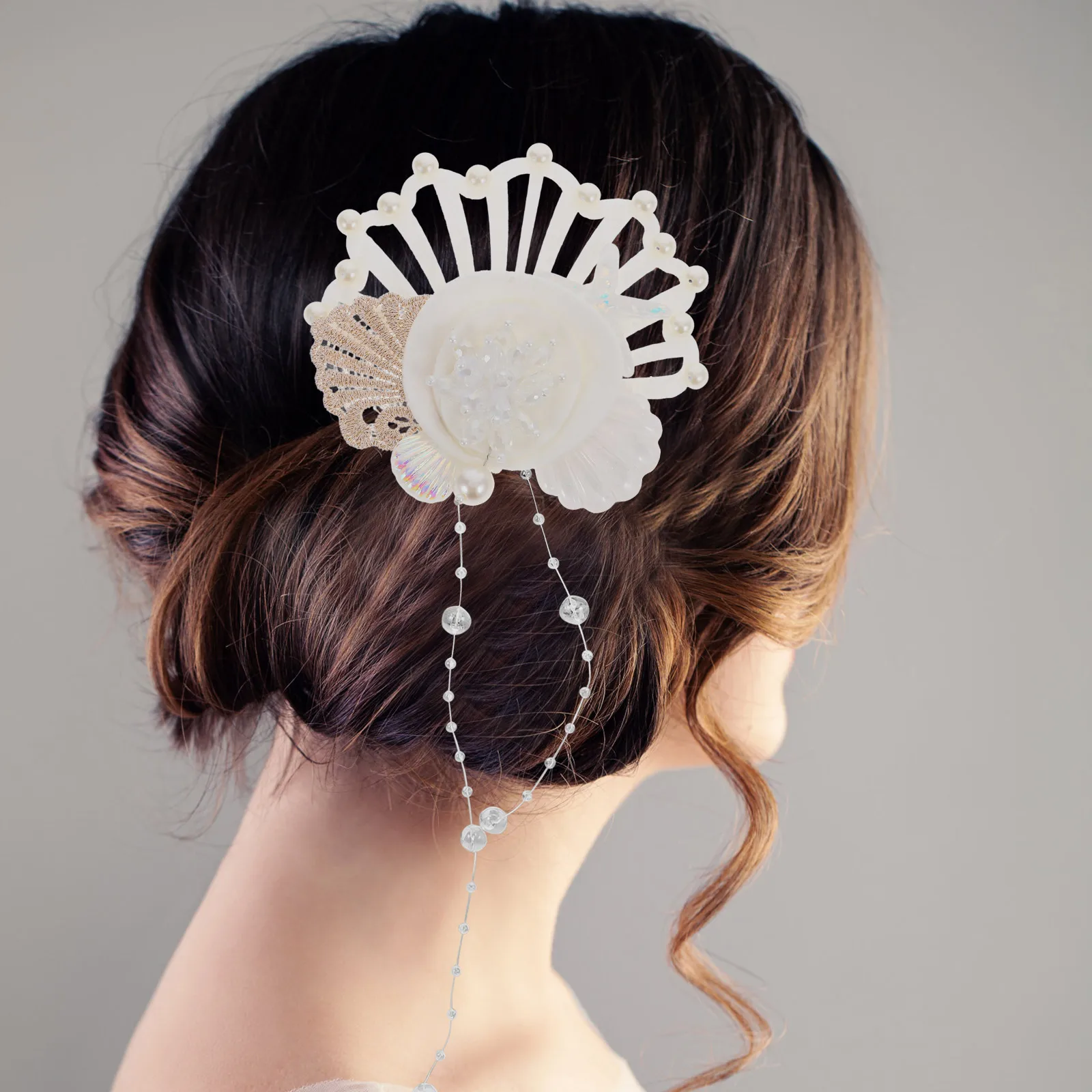 

Seashell Hair Clip Girls Accessories Cute Fabric Decorative Clips Elastic Beach Party Prom Photos Safe