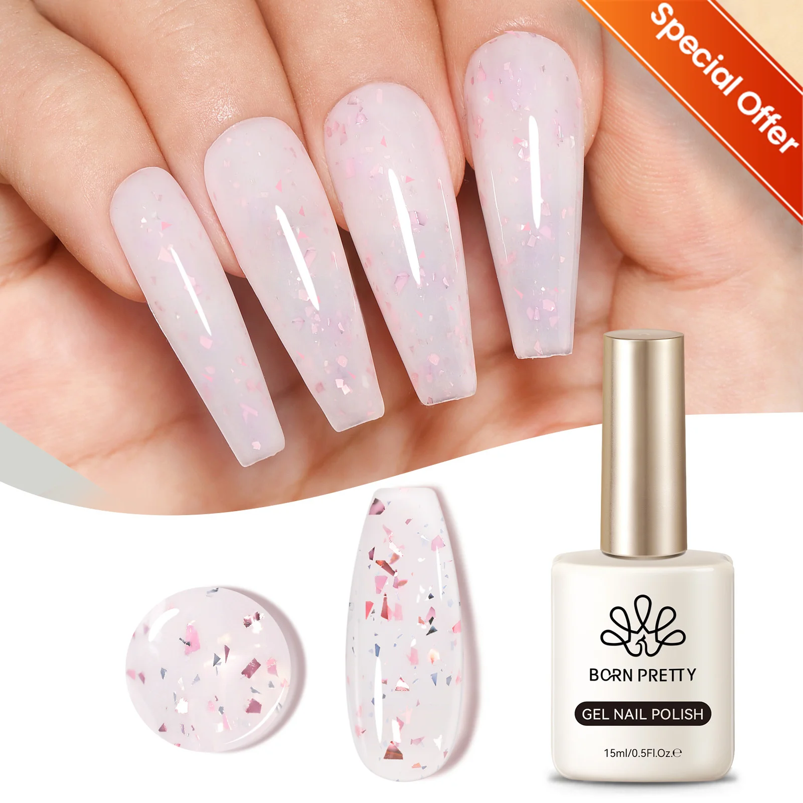 BORN PRETTY 15ML 反射グリッターネイルジェルポリッシュ シルバー ゴールド ピンク セミパーマネント ソークオフ UV LED バーニッシュ デザイン サロン