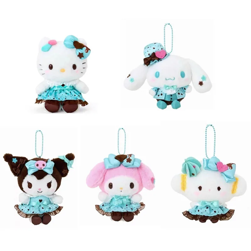 

15cm Cute Cartoon Kawaii Sanrio Mint chocolate Kuromi My Melody Cinnamoroll Hello Kitty Plush Doll Keychain Bag Pendant Toy Gift