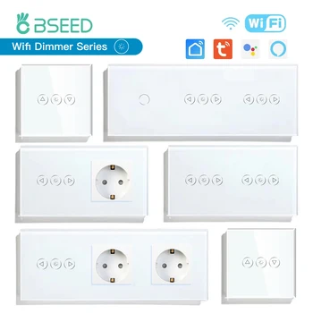 BSEED-Interrupteurs tactiles WiFi, Gradateur intelligent 1gang, Prises USB Type-C EU normales, Tuya Smart Life Alexa App Control, Blanc