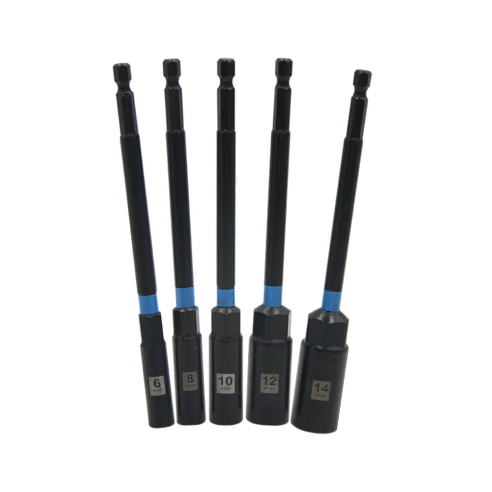 

5PCS 150mm Socket Wrench 6-14mm Hex Socket Nut Driver Set Drill Bit Adapter Extension Sleeve Socket Adapter Hand Tools