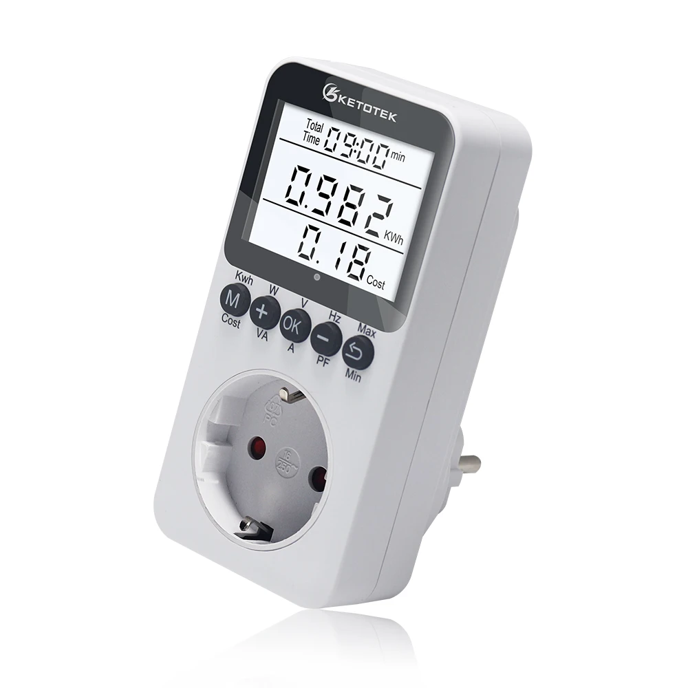 Medidor de energia ac digital wattímetro tomada consumo watt medidor de energia kwh plugue da ue 220v monitor analisador elétrico