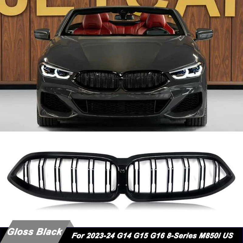 SAIQINGSP Fit For BMW 8 Series G14 G15 G16 2023-2024 Front Bumper Grille Gloss Black Car Accessories Tools