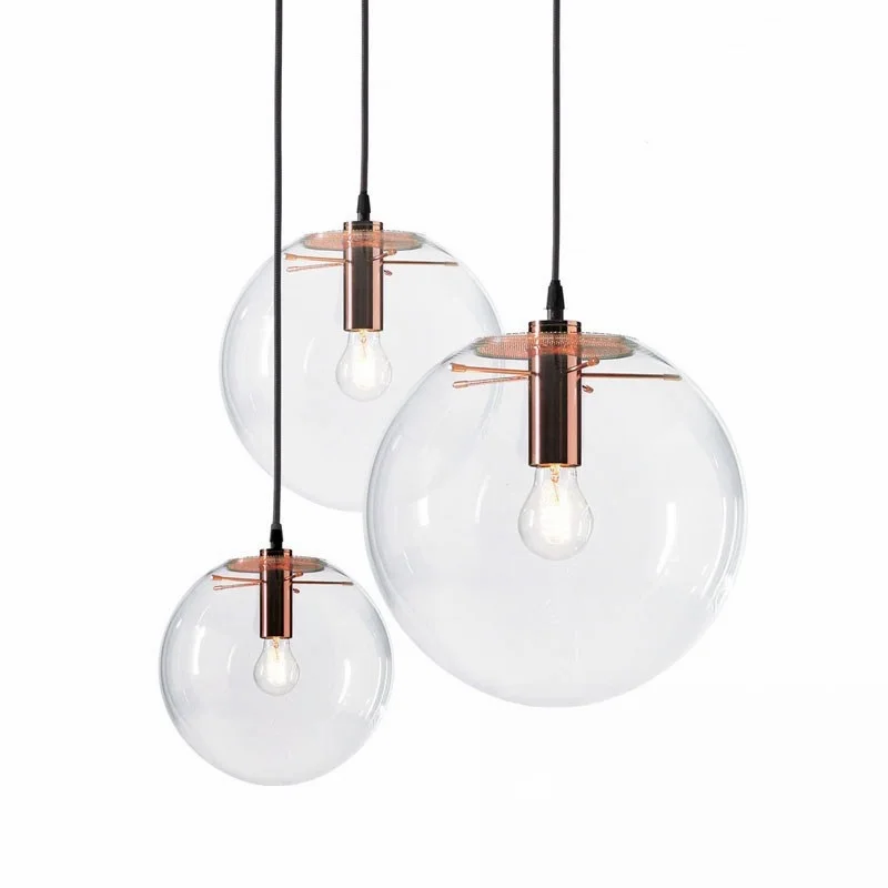 

Modern Clear Glass Pendant Light Gold Black Iron Pendant Lamp for Dining Room Suspension E27 LED Lamp Living Room Decoration