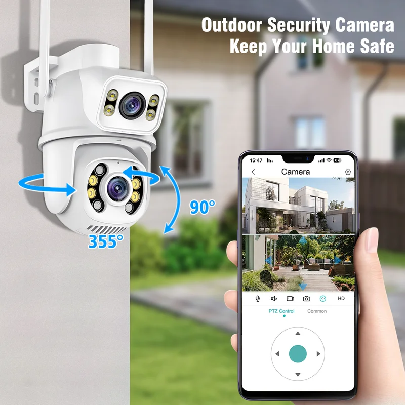 icseeデュアルレンズワイヤレスptzセキュリティカメラ屋外自動追跡人感センサー搭載パンチルト24g-wifi-ip66防水双方向音声