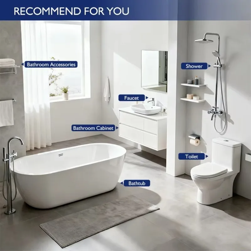 Freestanding Modern Acrylic Whirlpool Massage Bathtub With 22 Jets Round Shape Eco-Friendly Indoor Use