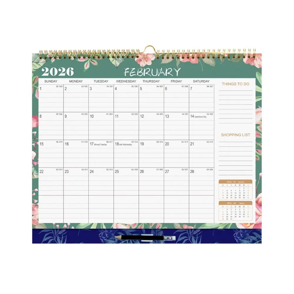 English Version 2026 Wall Calendar Large Date Blocks Thick Paper Wall Calendar Vertical Display Aesthetic Design