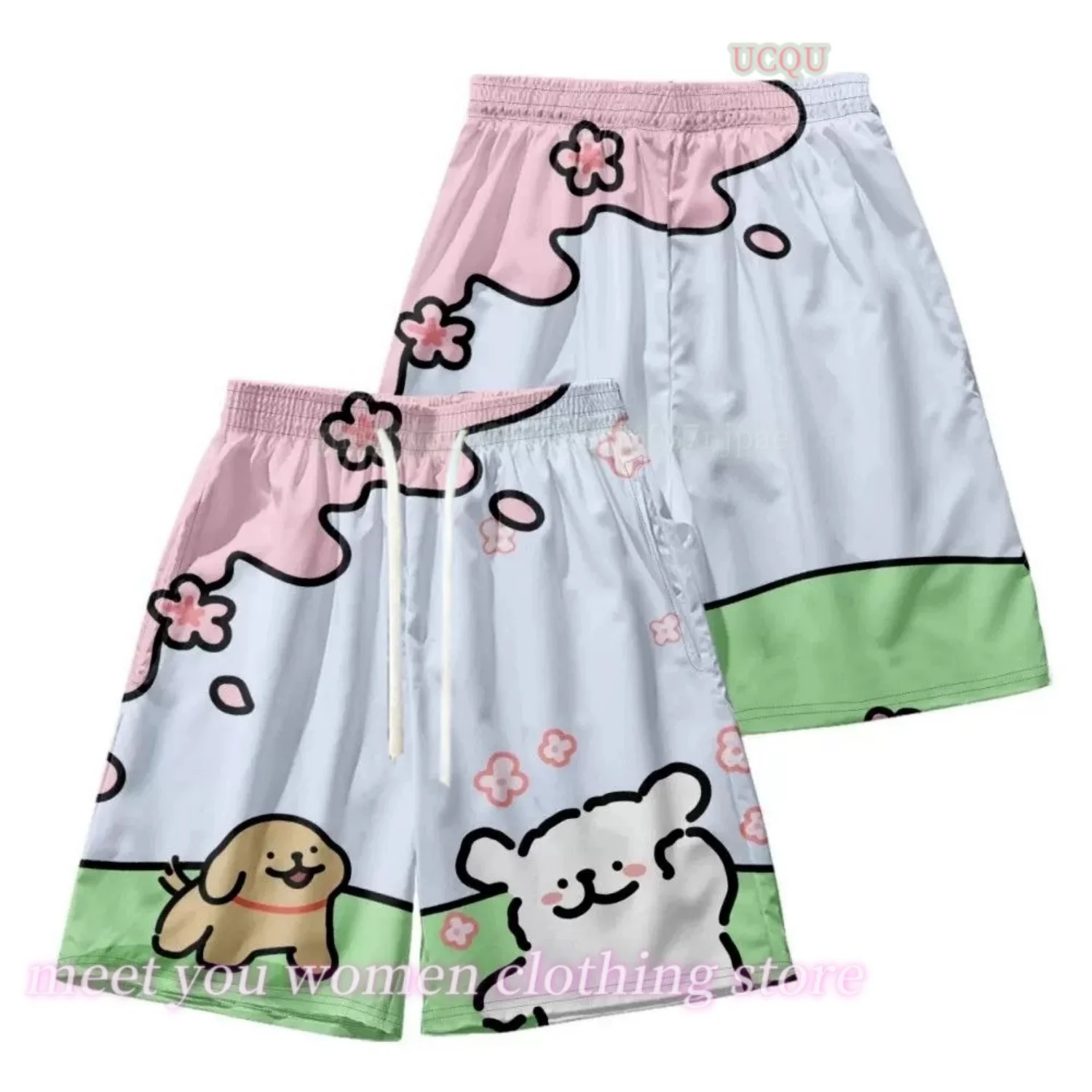 Women and men American Cartoon puppy Printing Short Pants couples daily Casual Shorts Women Clothing