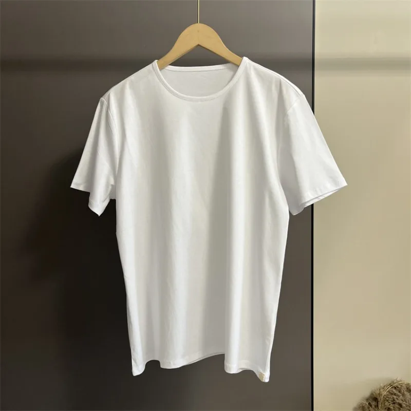 Men's Early Spring Double-sided Mercerized Cotton Knit Short Sleeve Crewneck T-shirt