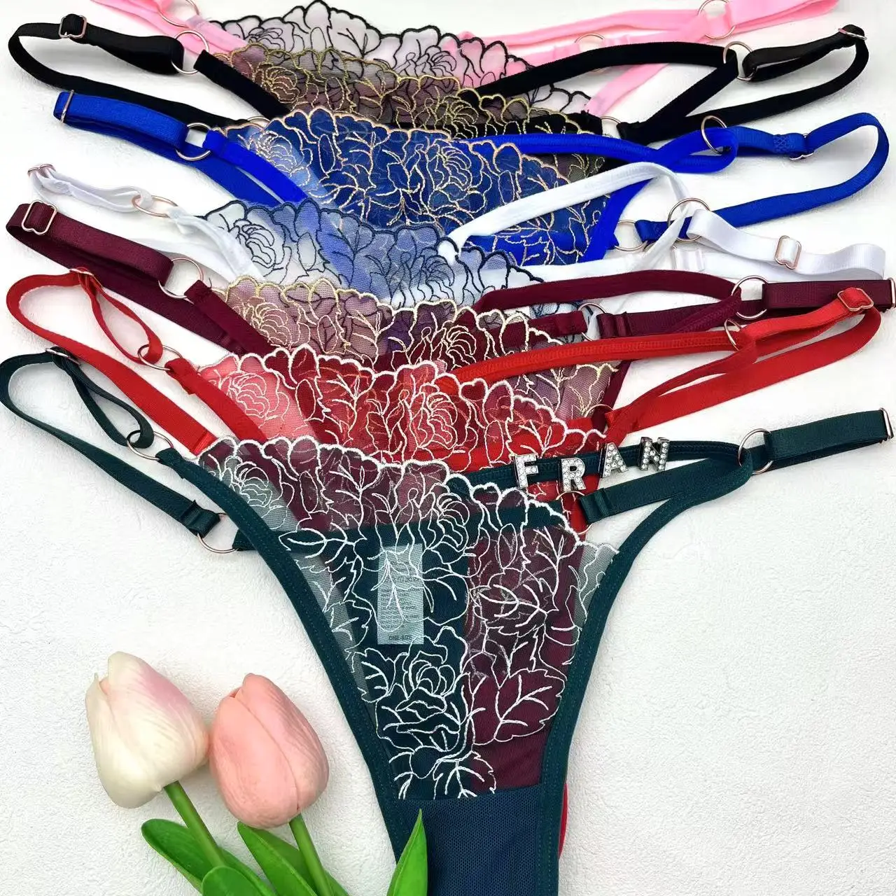 

2025Custom Name Thongs Panties Woman Personalized NAME LOGO Tanga Transparent String Thongs Bikini Hotwife Underwear Girls Gift