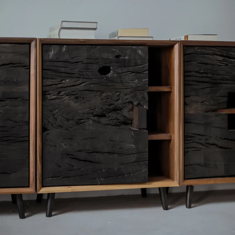 For Solid Wood Side Cabinet Modern Simple Wabi Sabi Entrance Tea Storage Bedside Table Creative Personality Furniture Home