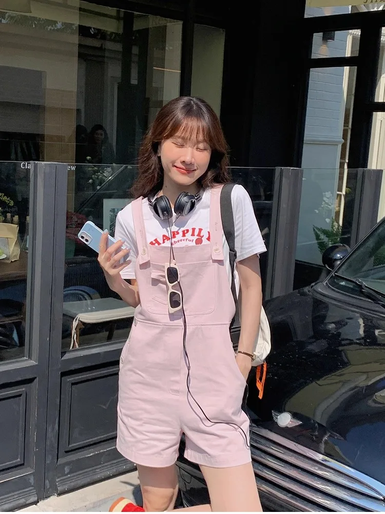 Loose Strap Overalls Women Lightweight Wide Leg Pants Pockets High Waist Casual Jumpsuit Petite Ladies Fall Streetwear Outfit