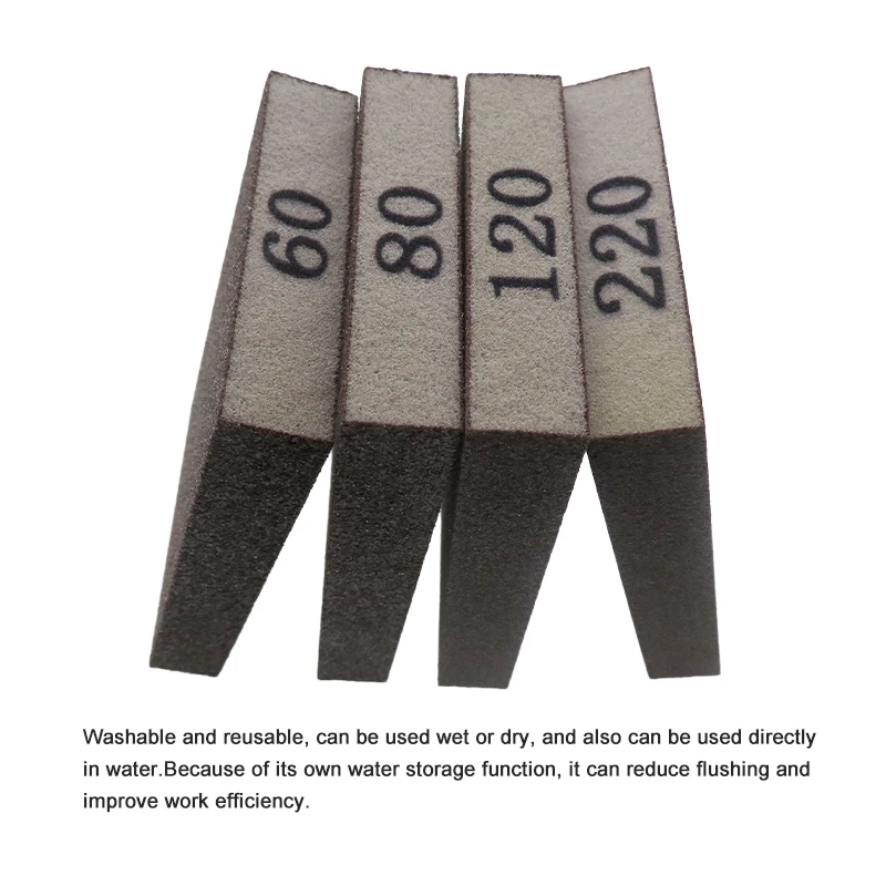 4Pack Schuurblokken 60/80/120/220 Grit Assortiment, Wasbaar Herbruikbaar Schuurpapier voor Gipsplaten Metalen Bril Reparatie Houten Meubels